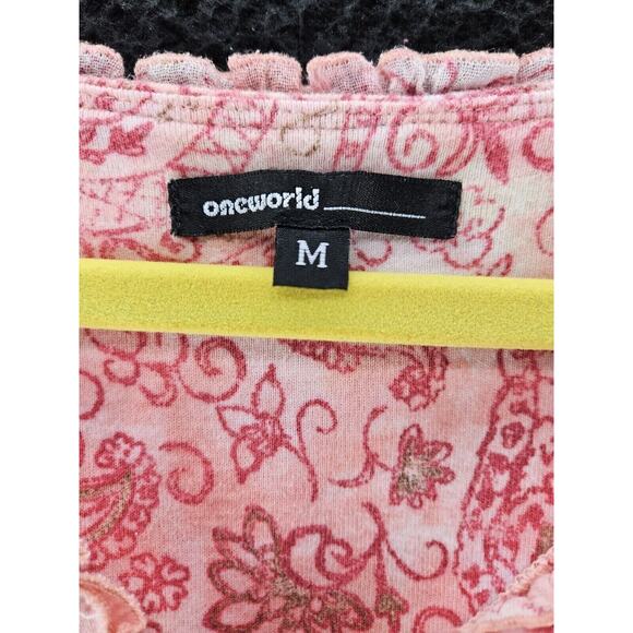 Oneworld Womens Top Size Medium Multi-Color 100% Cotton Short Sleeve Pullover - Picture 5 of 12